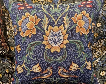 William Morris Tapestry Pillow Cover: Medieval Sunflower Jacquard (18x18)
