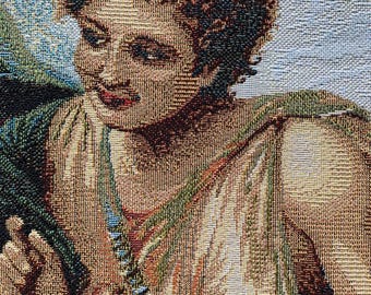 Hans Zatska Tapestry: Jacquard Woven Nymphs, Love & Cupid (37x27