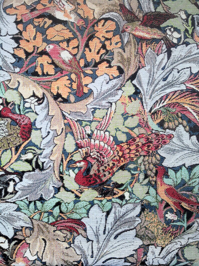 William Morris Tapestry Fabric: Vine and Birds Jacquard Woven ...