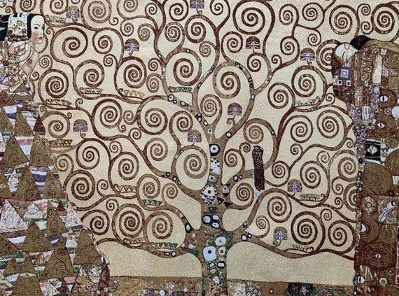 Gustav Klimt Tree of Life Tapestry: Jacquard Woven Art Nouveau