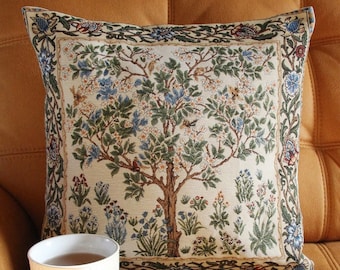 William Morris Tapestry Pillow Cover: Medieval Apple Tree Woven Jacquard 18*18
