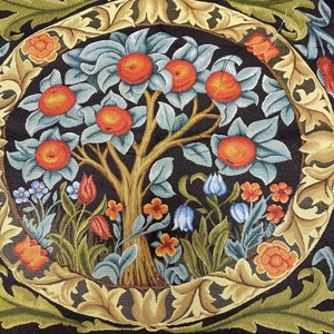 Tapestry for framing style W. Morris &quot;Orange tree&quot;26*29(68*75cm)-jacquard woven-medieval style decor tapestry-the gift a lover medieval art.