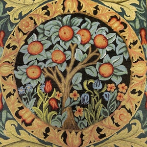 Tapestry for framing style W. Morris &quot;Orange tree&quot;19*19(50*50cm)-jacquard woven-medieval style decor tapestry-the gift a lover medieval art.