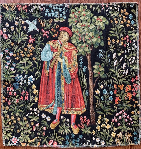 Medieval Musician Tapestry for Framing: Jacquard Woven Wall Art