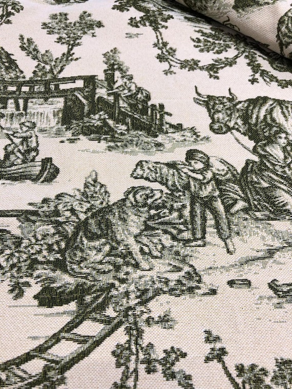 Toile De Jouy Tapestry Fabric: Woven Jacquard, Upholstery & Home