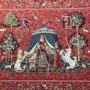 Tapestry for framing &quot;The Only Wish&quot; 39*55 (100*140 cm)-jacquard woven-medieval style tapestry-the gift a lover medieval art-Leo & Unicorn.