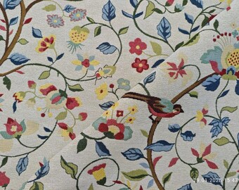 William Morris Style Tapestry Fabric: Vita Jacquard Woven Upholstery Fabric by the Yard