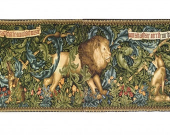 William Morris Wall Hanging Tapestry: Jacquard Woven Medieval Forest Animals (90*28)