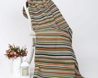 Woven Tapestry Fabric: William Morris Style Stripe Greenery - Upholstery & Sewing Fabric by the Yard