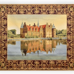 Arazzo da parete in stile medievale "Castello di Egeskov" 50*65 (129 cm*165 cm) - tessuto jacquard - stile artistico medievale - il regalo per un amante della storia.