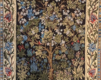 William Morris "Tree of Life" Tapestry: Medieval Jacquard Woven Wall Art (39x27)