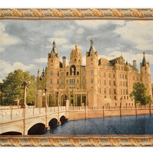 Arazzo da parete in stile medievale " Castello di Schwerin " 50*72 (129 cm*185 cm) - tessuto jacquard - stile arte medievale - il regalo per un amante della storia.