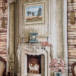 Tapestry wall hanging &quot;Dog by the fireplace&quot;52*82 (133 cm*210 cm)-jacquard woven-art style-decorative effect of a real fireplace-home decor.