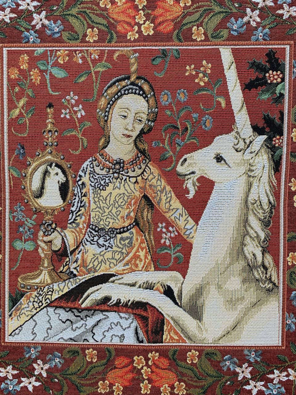 Unicorn and Lady Tapestry for Framing: Woven Medieval Art (50cm