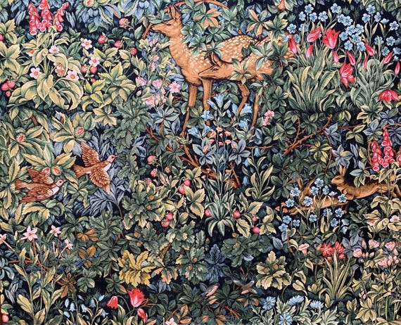 William Morris Tapestry: Magic Forest Jacquard Weaving (55x45) - Etsy