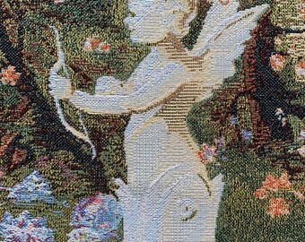 Hans Zatska Tapestry: Jacquard Woven Nymphs, Love & Cupid (37x27