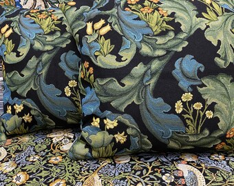 William Morris Tapestry Pillow Cover: Medieval Floral Jacquard (18x18)
