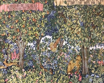 William Morris Style Tapestry: Medieval Forest Animals Jacquard Wall Hanging 47*98