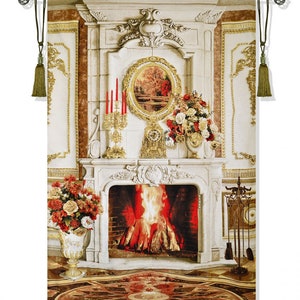 Tapestry wall hanging &quot;The fireplace&quot; 52*82 (133 cm*210 cm)-jacquard woven-art style-decorative effect of a real fireplace-home decor.