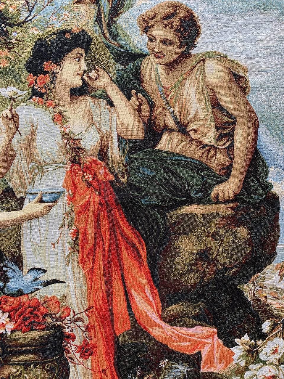 Hans Zatska Tapestry: Jacquard Woven Nymphs, Love & Cupid (37x27
