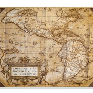 L'arazzo da parete in stile antico "L'antica mappa dell'America" 51 * 70 (130 * 180 cm) - tessuto jacquard - arazzo con mappa antica - regalo per un amante della storia