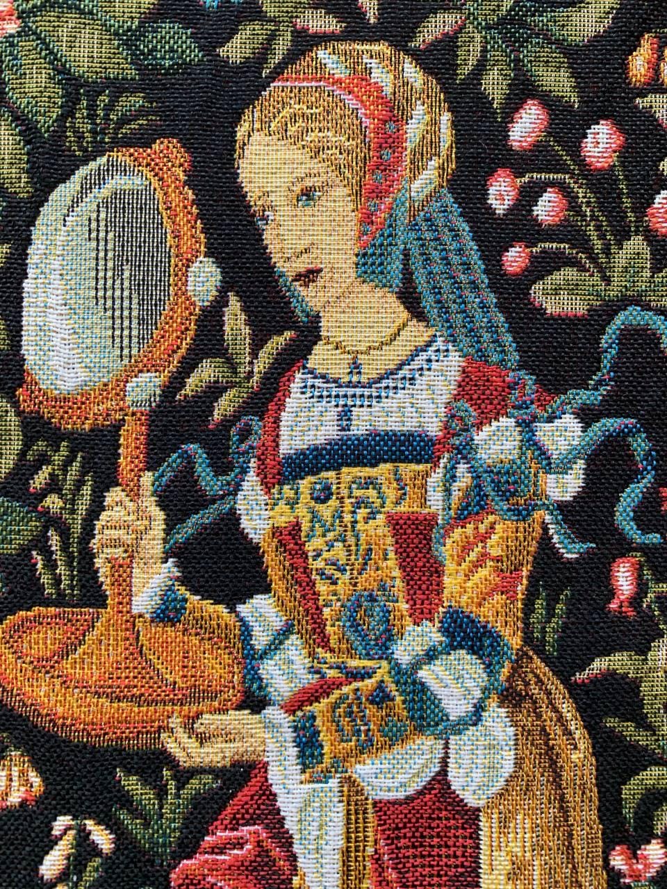 Medieval Tapestry for Framing: Portrait of a Lady and Sir