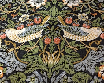Strawberry Thief Tapestry Fabric: W. Morris Style Floral Jacquard (68 Inches-170cm- Wide) Fabric by the yard