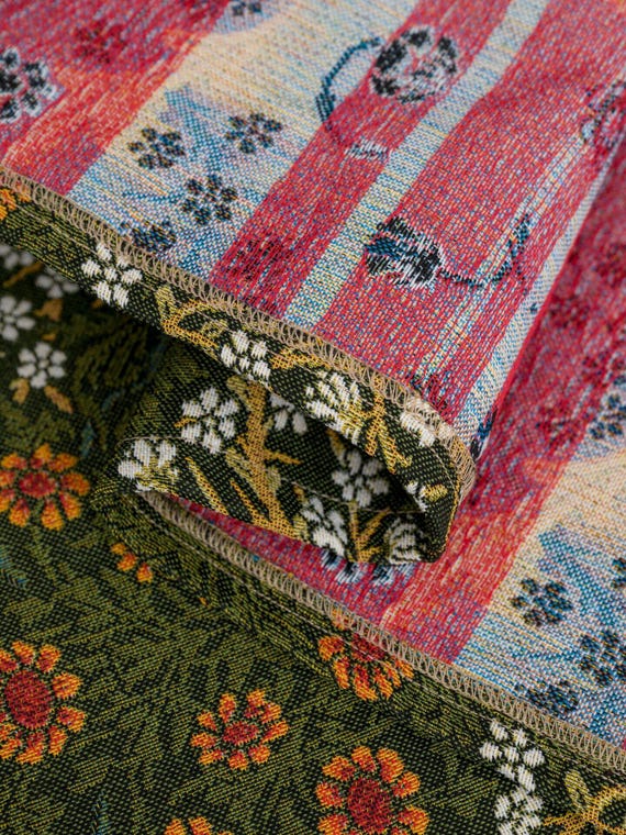William Morris Style Tapestry Bedspread: Blackthorn Emerald
