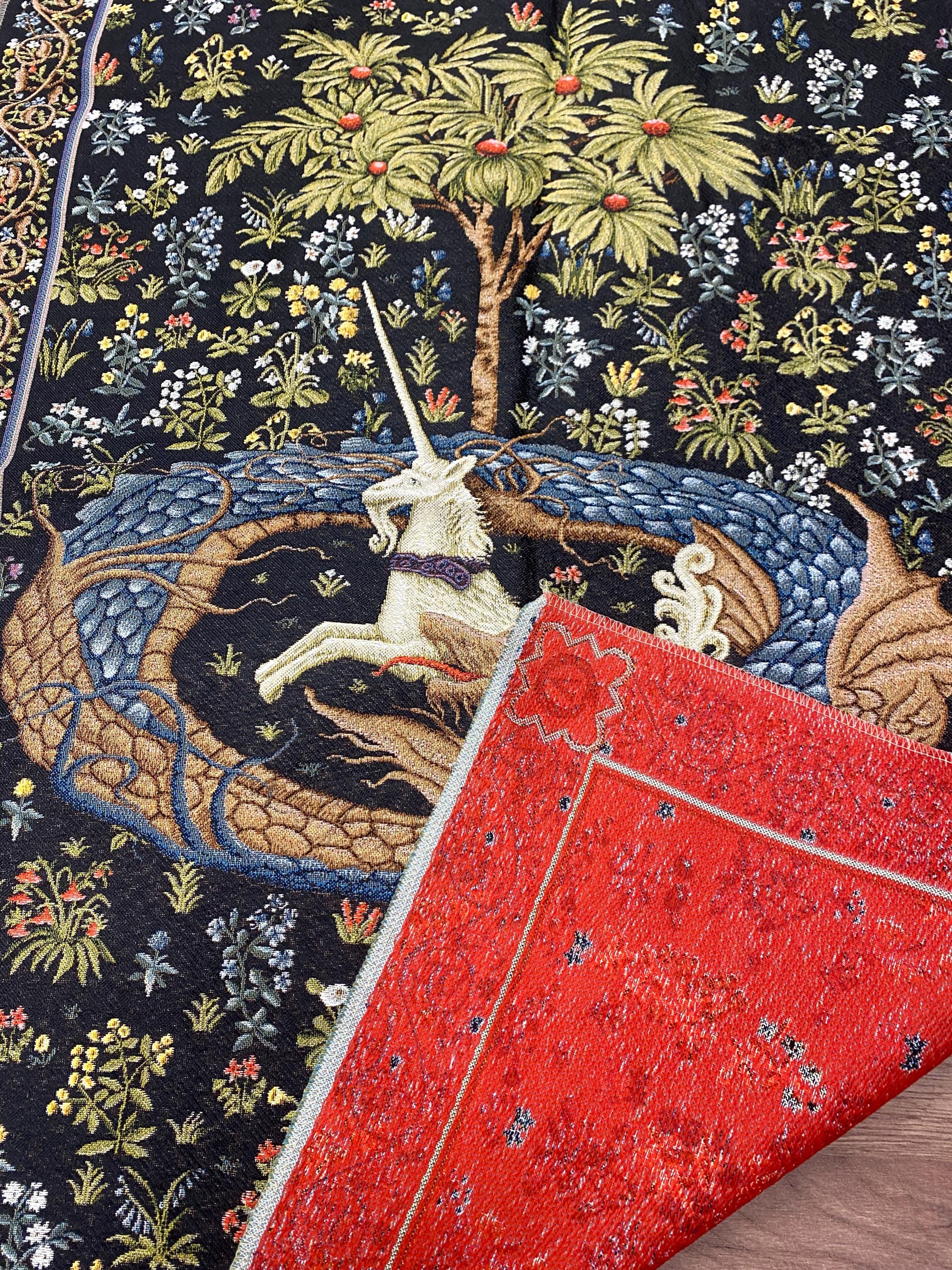 Tapisserie Murale Médiévale Licorne Et Serpent - 42x28 Pouces - Multicolore