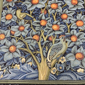 Tapestry for framing style W. Morris &quot;Woodpecker&quot;18*18(45*45cm)-jacquard woven-medieval style decor tapestry-William Morris style tapestry.