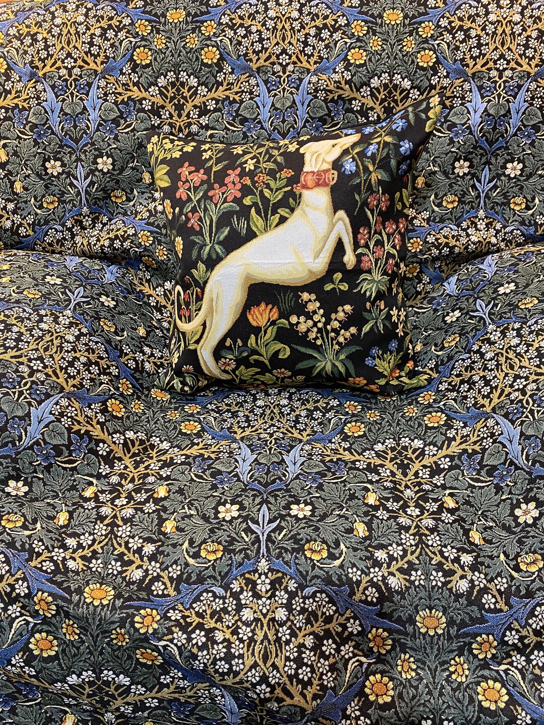 William Morris Blackthorn Tapestry Fabric: Jacquard Woven Floral