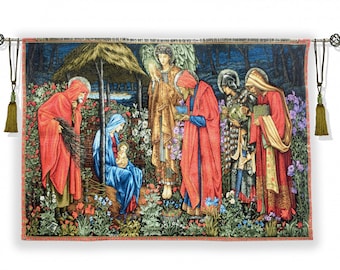 Anbetung der Könige Tapisserie: W. Morris Style Jacquard Wandbehang 228*150 cm