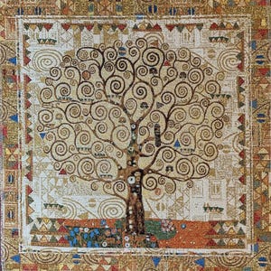 Tapestry for framing style G. Klimt &quot;The Tree of Life 2&quot;18*18(45*45cm)-jacquard woven-jacquard woven-art nouveau style tapestry-home decor .