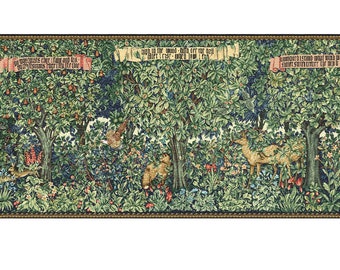 William Morris Style Tapestry: Medieval Forest Animals Jacquard Wall Hanging 123*57 (310*145cm)