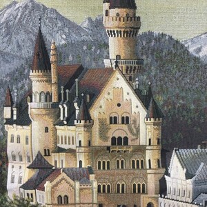 Arazzo da parete in stile medievale "Castello di Neuschwanstein" 25*37 (65 cm*95 cm) - tessuto jacquard - stile arte medievale - il regalo per un amante della storia.