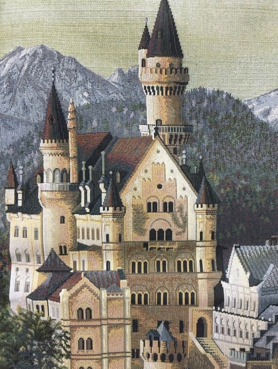 Neuschwanstein Castle Tapestry: Medieval Art Wall Hanging (25x37