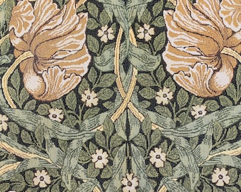 William Morris Style Tapestry Fabric: Floral Jacquard Woven Upholstery Fabric by the Yard
