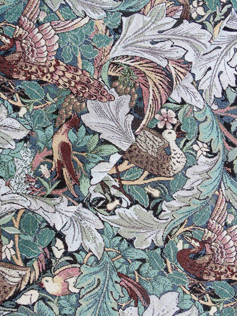 William Morris Tapestry Fabric: Vine and Birds Jacquard Woven ...