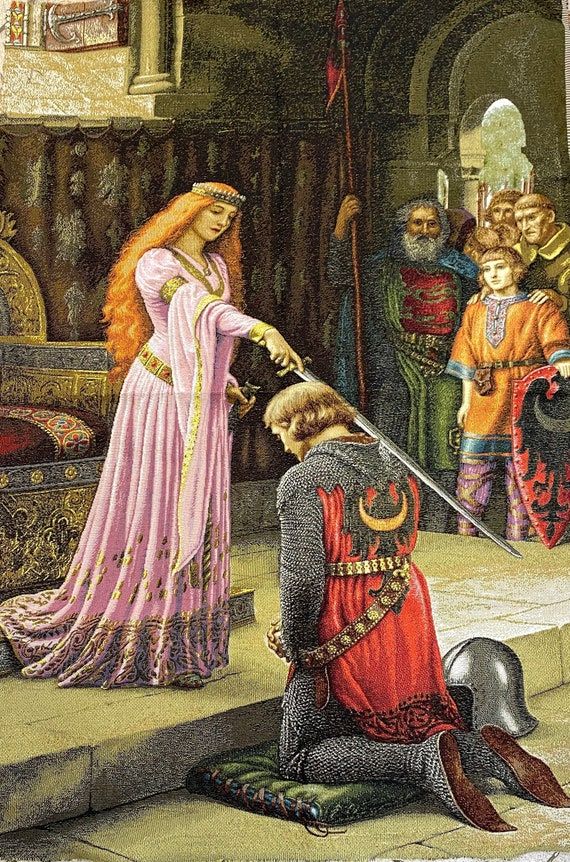 中世のタペストリー壁掛け：「栄誉」騎士叙任式 - Etsy 日本