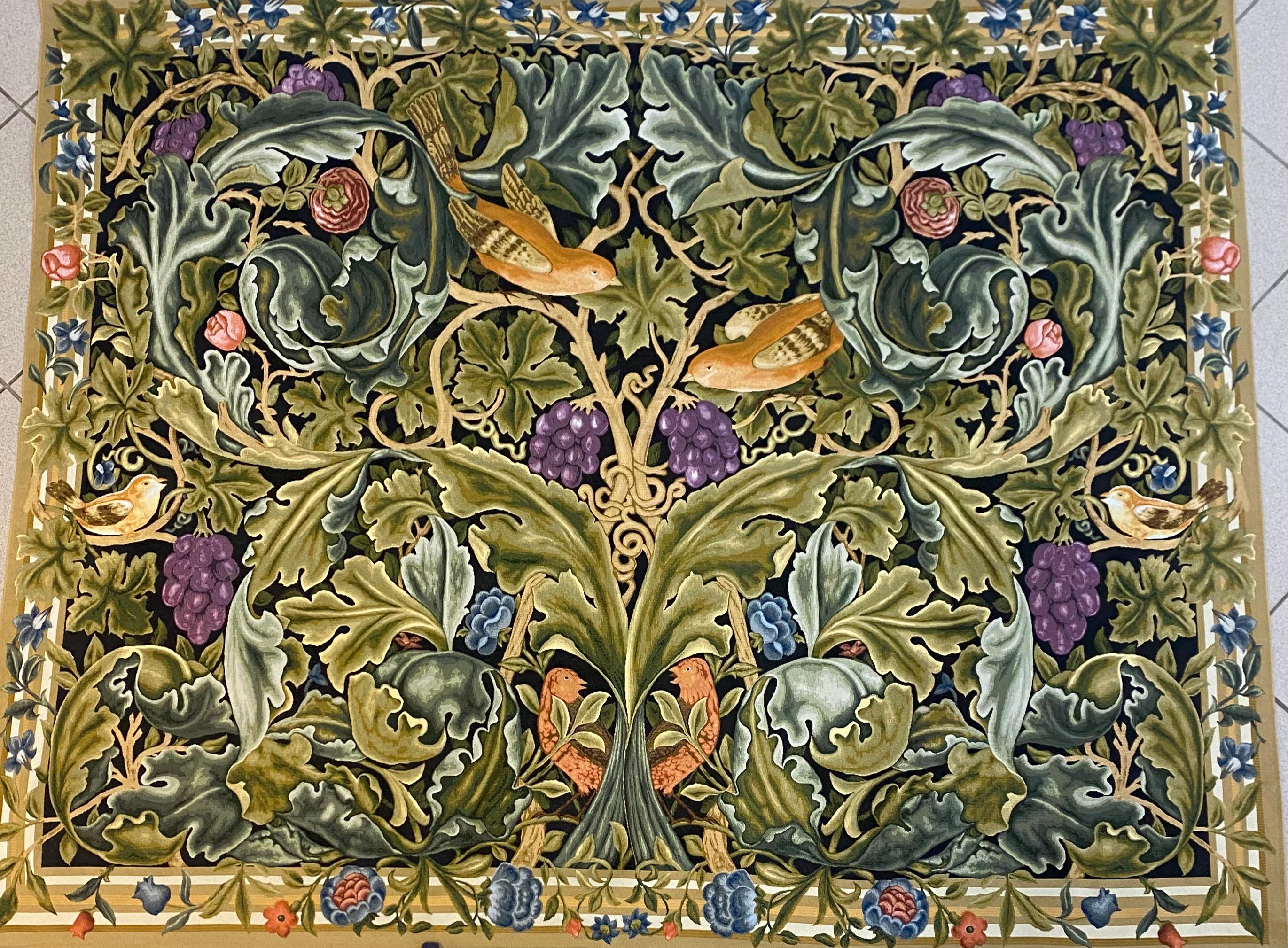William Morris Tapestry: Jacquard Woven Grape Vine Wall Hanging