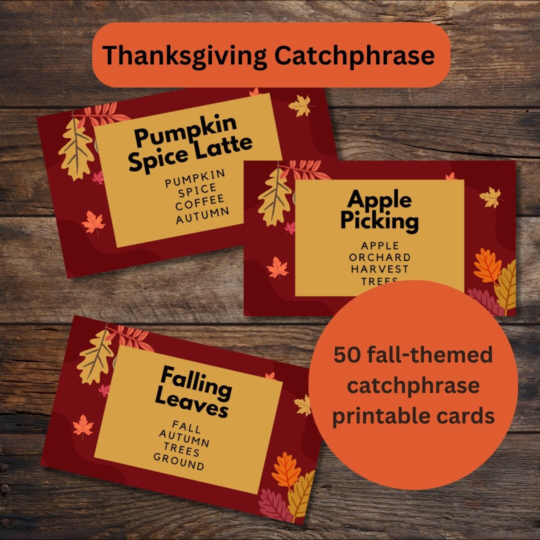 Thanksgiving Catchphrase, Fall Games Instant Download, Printable ...