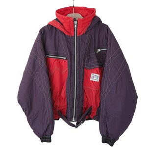 Vintage SKI Jacket Full Zip Size L 90s Mountains Retro Hooded - Etsy