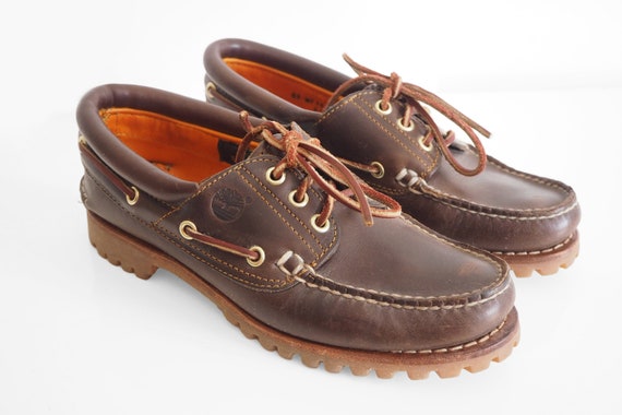 Individualidad temperatura Hombre Vintage TIMBERLAND Boat Shoes Brown Leather Classic 3 Eye - Etsy Australia