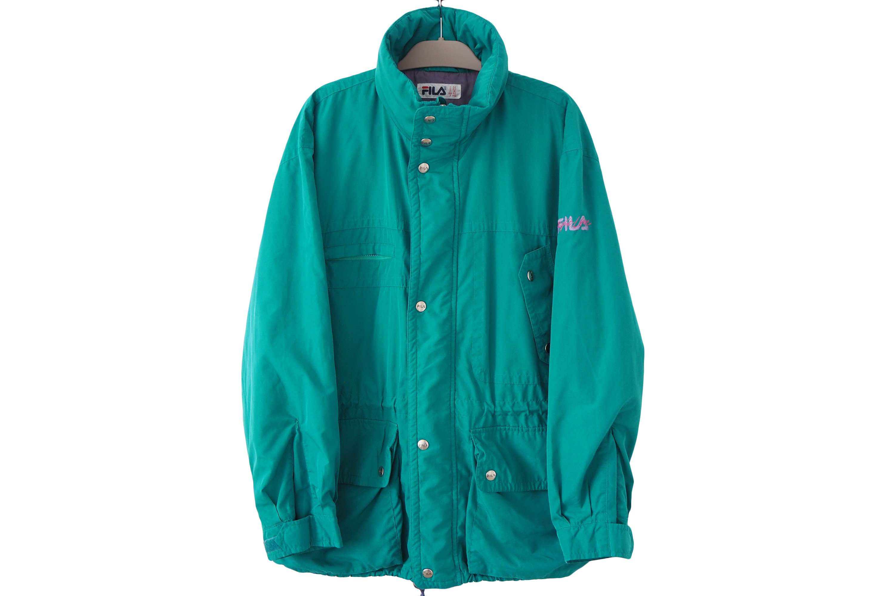 Vintage Fila Magic Line Jacket Full Zip Size XL / XXL Green Light Ski Wear Windbreaker