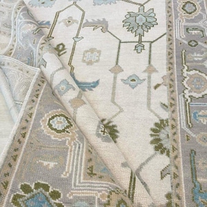 9x12 Beige Oushak Rug, Muted Rug/Pastel Rug/Neutral Rug, Modern Hand Knotted Woolen Oushak Area Rug For Bedroom in 8x10 10x14 12x15 9x11 4x6