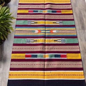 Handwoven Wool kilim, Line wise Rug, Pure Woolen kilim jute Rug, Flatweave Rug, 6x9 8x10 9x12 For Living Room, Home Decor Multi Color Flat