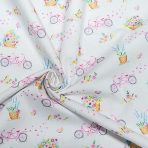 Tela de algodón - bicicleta amor / cartas de amor / tela de puntos