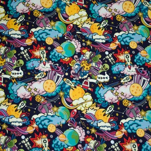 Sweat Stoff Universum Bunt Cartoonart