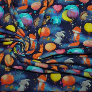 Jersey fabric - animals with balloons