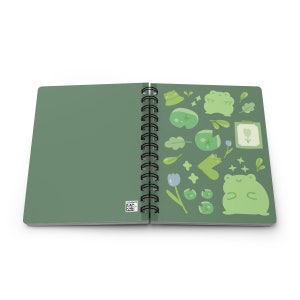 Cute Green Monochromatic Kawaii Froggy Notebook Spiral Bound Journal, Cute Lined Notebook for School,Kawaii Notebook, 5x7 inches image 7